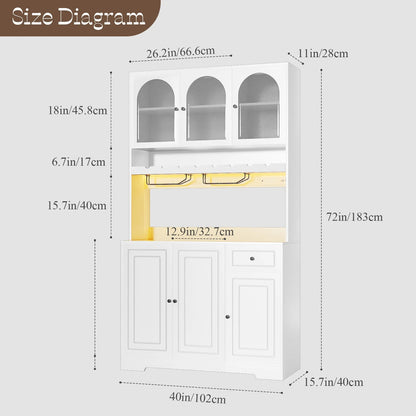 Arched Bookcase, Oak Arched Cabinet with Drawers, 71" Tall China Curio Cabinet, Display Cases for Collectibles, Vintage Bookshelf for Ding Room, Bedroom, Living Room