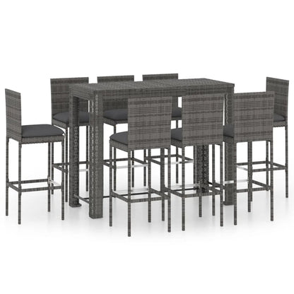 vidaXL Patio Bar Set Outdoor Bistro Set Bar Stool Bistro Table Poly Rattan