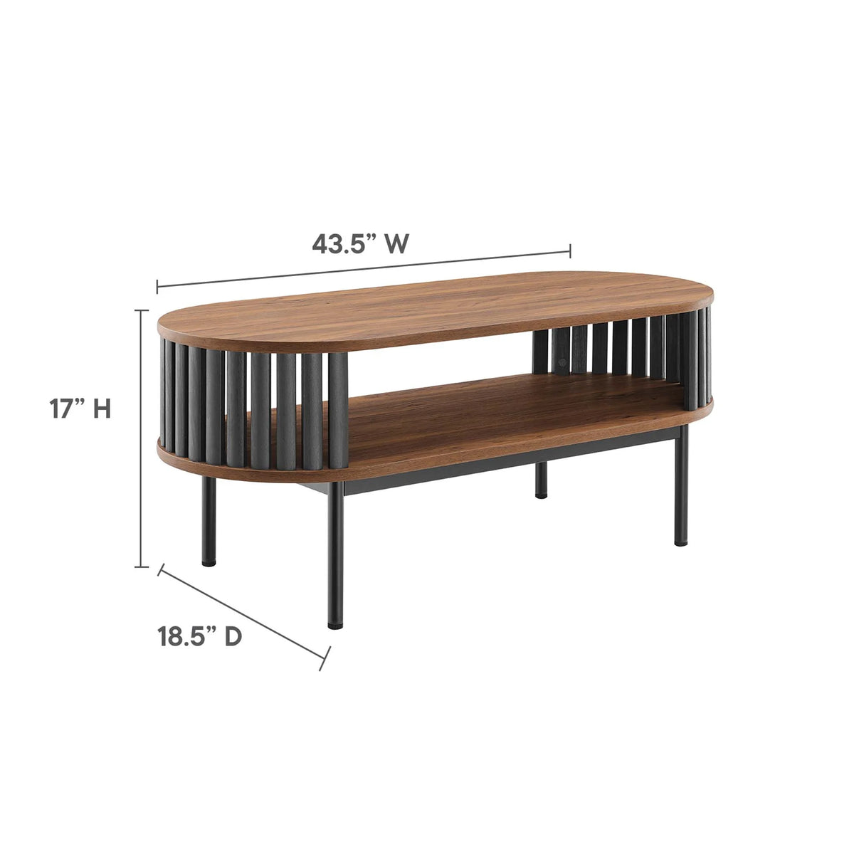 Modway Fortitude Wood Coffee Table in Walnut Black