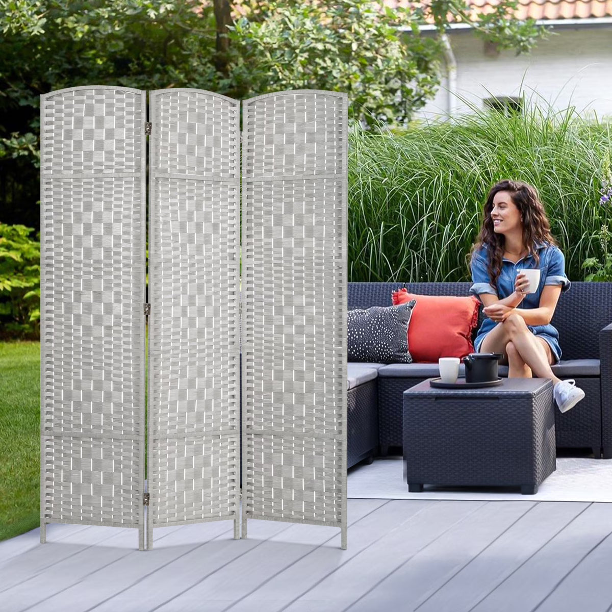3-Panel Room Divider, 6 ft Office Partition Walls Wood Divider Folding Portable Privacy Screen, Room Dividers and Folding Privacy Screens for Home, Room Separator Wall Dividers,Black