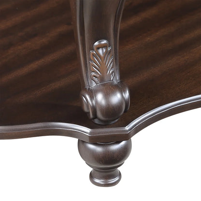 42" Oval Coffee Table with Storage Shelf, 2-Tier Solid Wood Cocktail Tea Table, Traditional Retro Center Table for Living Room, Bearing 400LBS, Cherry