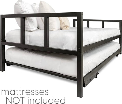 Milliard Twin Daybed and Fold-up Trundle Set, Frame - Mattresses Sold Separately (Black)