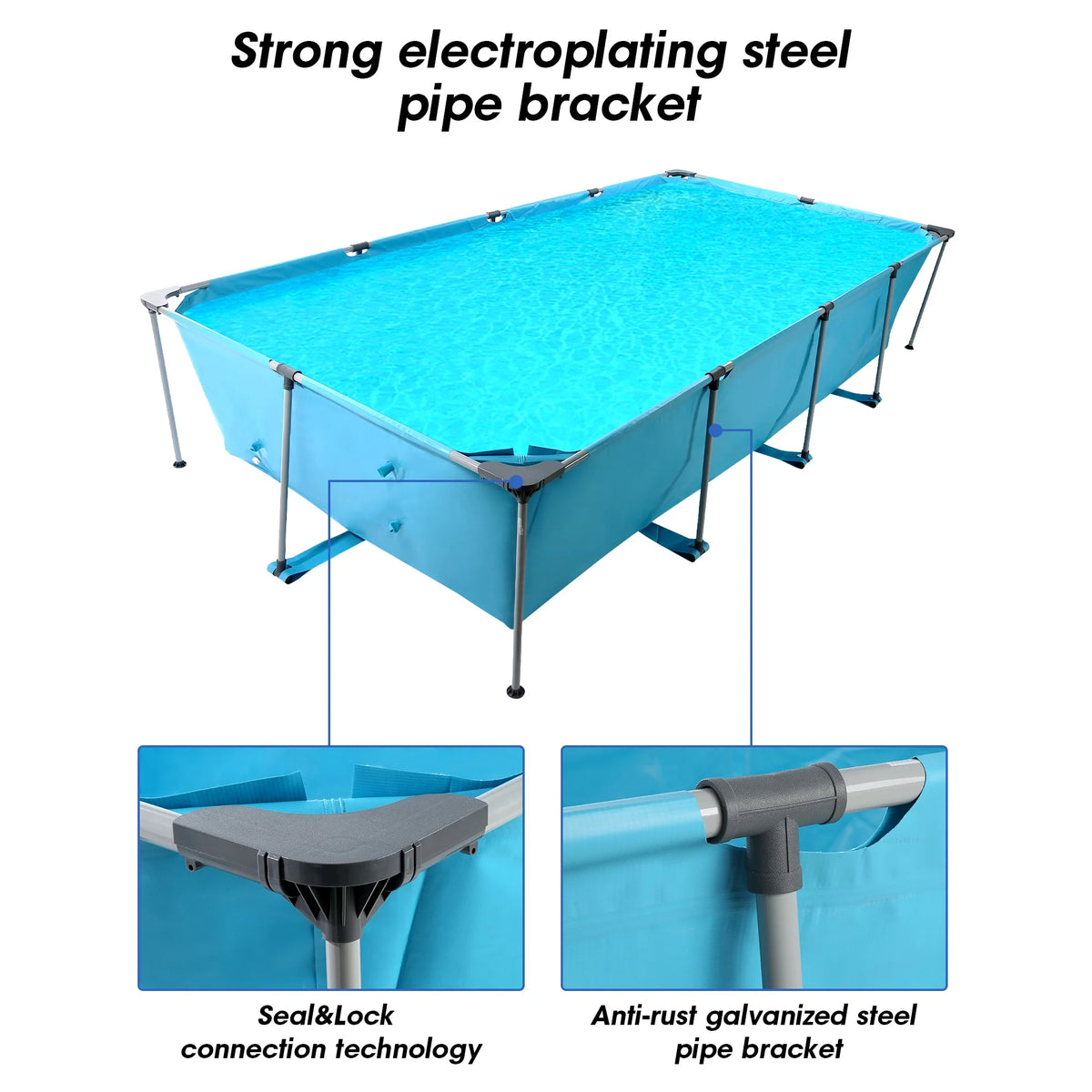 GASKY 15FT Swimming Pools 177.17X86.61X33.07in Above Ground Swimming Pools PVC Material for Pets Family Teenagers Garden Backyard Villa