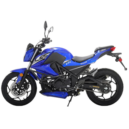 X-Pro Hurricane 250 Electronic Fuel Injection Gas Motorcycle with 6-Speed Manual Transmission, Electric Start! 17" Wheels! Assembled In Crate!