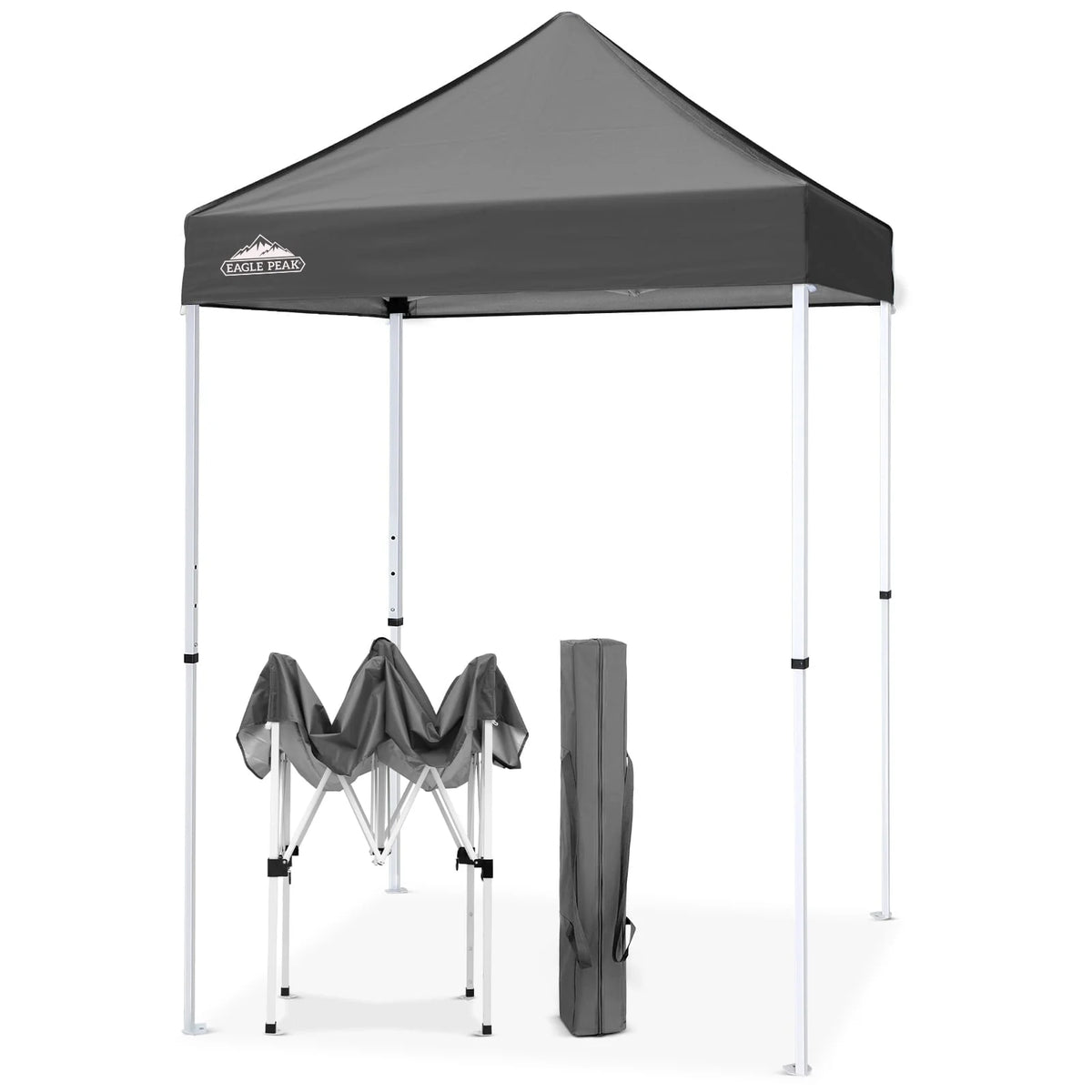EAGLE PEAK 5x5 Pop Up Canopy Tent Instant Outdoor Canopy Easy Set-up Straight Leg Folding Shelter（Blue）