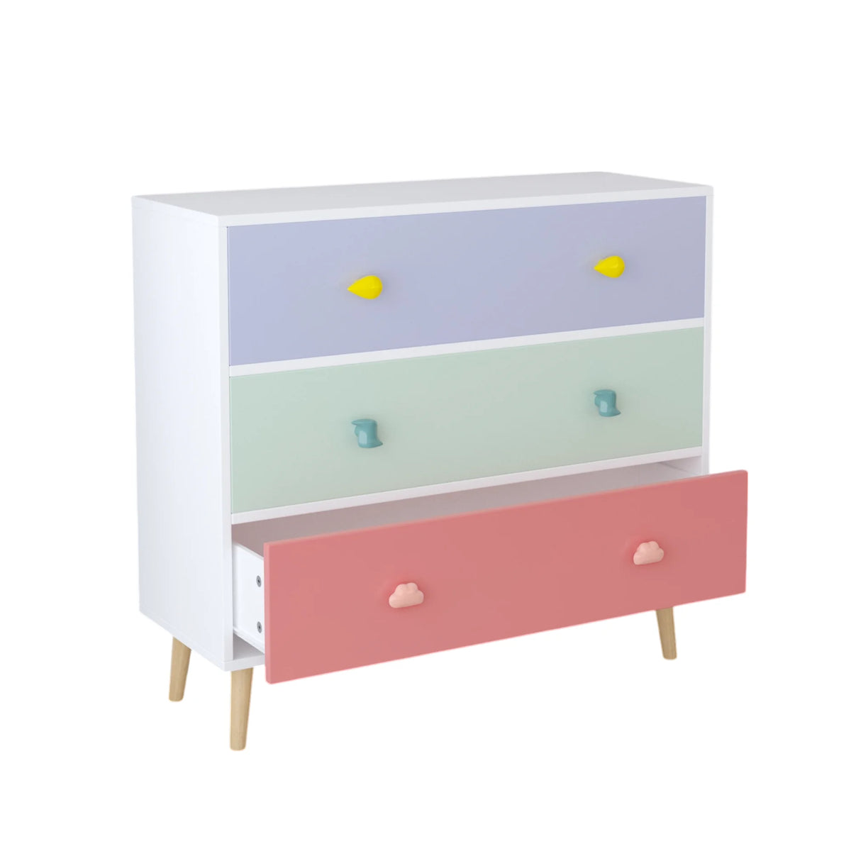 Miniyam Drawer Dresser with Glides & Safety Design for Kids, Colorful
