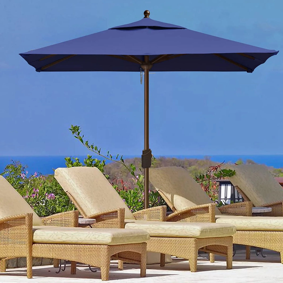 EliteShade Sunumbrella 6x6Ft Square Market Umbrella with Ventilation