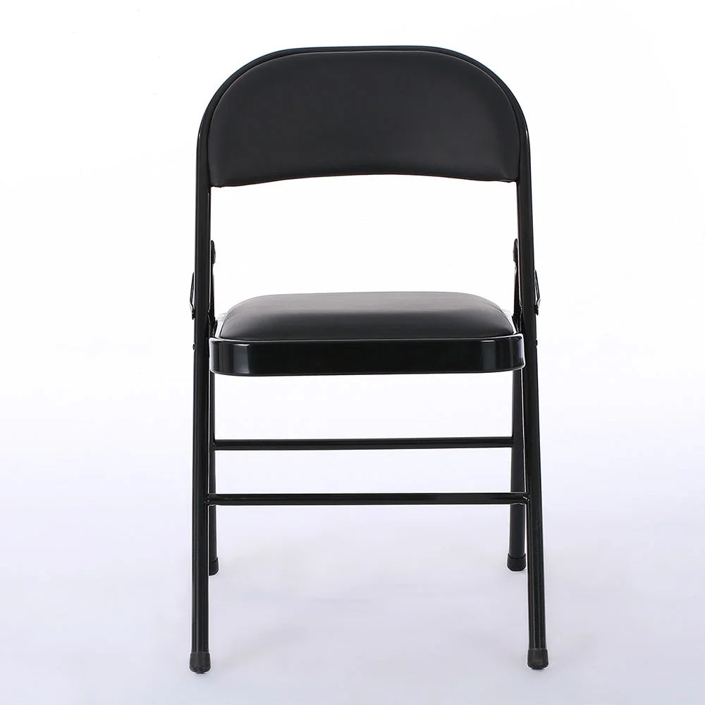 4 Pack Folding Chairs, Cushioned Padded Seat, Wedding Chairs with Metal Frame for Home, Office, Party Use, Light  Brown