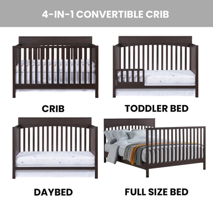 Oxford Baby Harper 4-in-1 Convertible Crib, Dove Gray, GREENGUARD Gold Certified, Wooden Crib