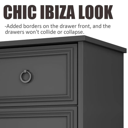 LGHM 4 Drawer Dresser, Modern Wood Chest Dresser for Bedroom Livingroom Gray