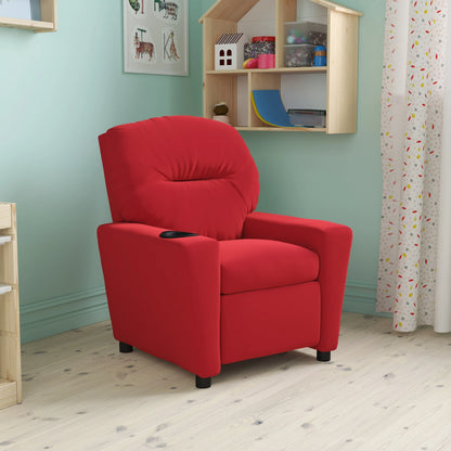 Lancaster Home Contemporary Kids Recliner with Cup Holder Brown Microfiber