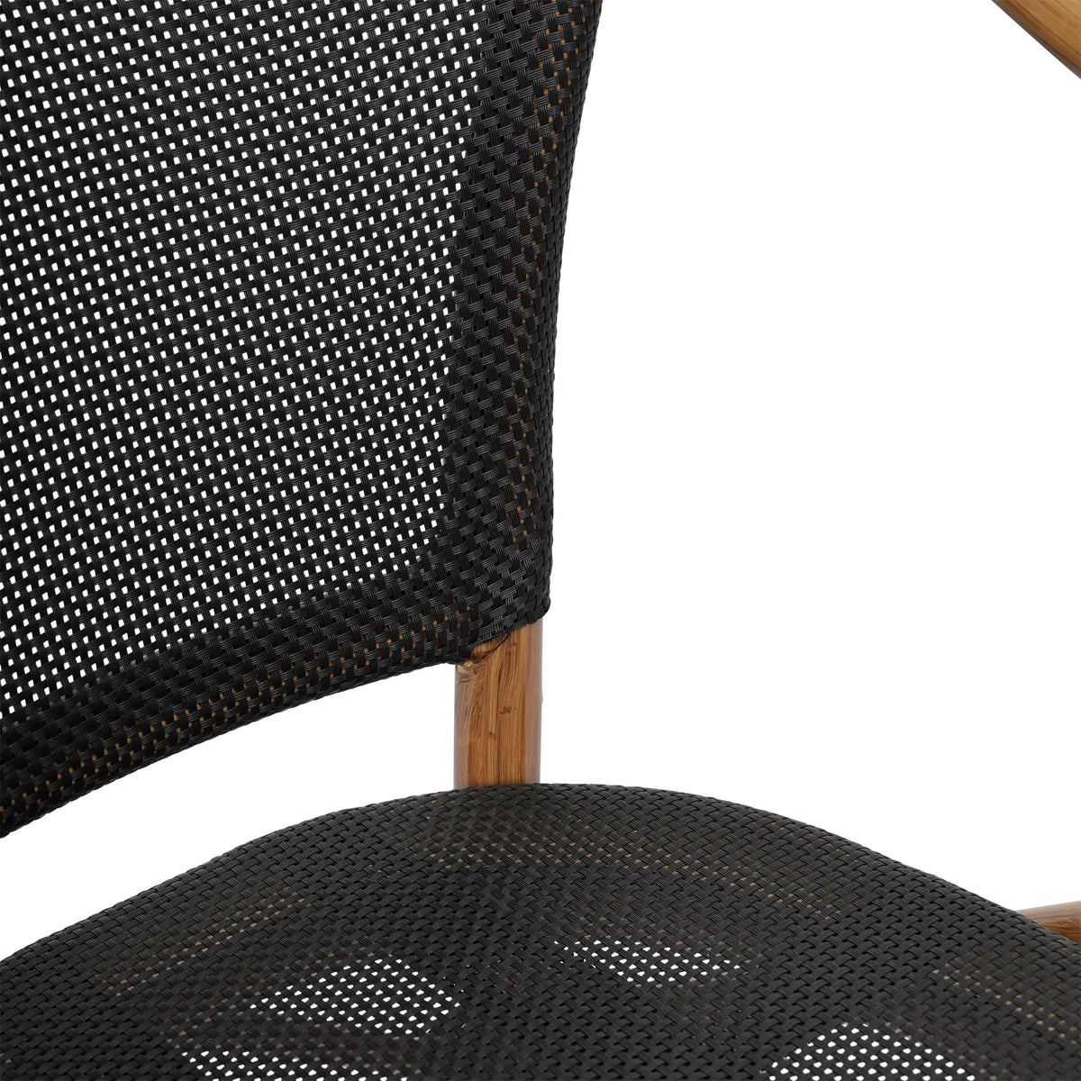 Flash Furniture Marseille Indoor/Outdoor French Bistro Stacking Chair with Arms Black/Natural