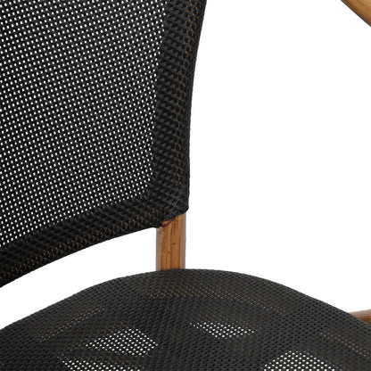 Flash Furniture Marseille Indoor/Outdoor French Bistro Stacking Chair with Arms Black/Natural