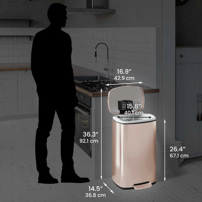 iTouchless SoftStep Stainless Steel Indoor Step Trash Can with Lid 13.2 Gallon Silver (PC13RSS)