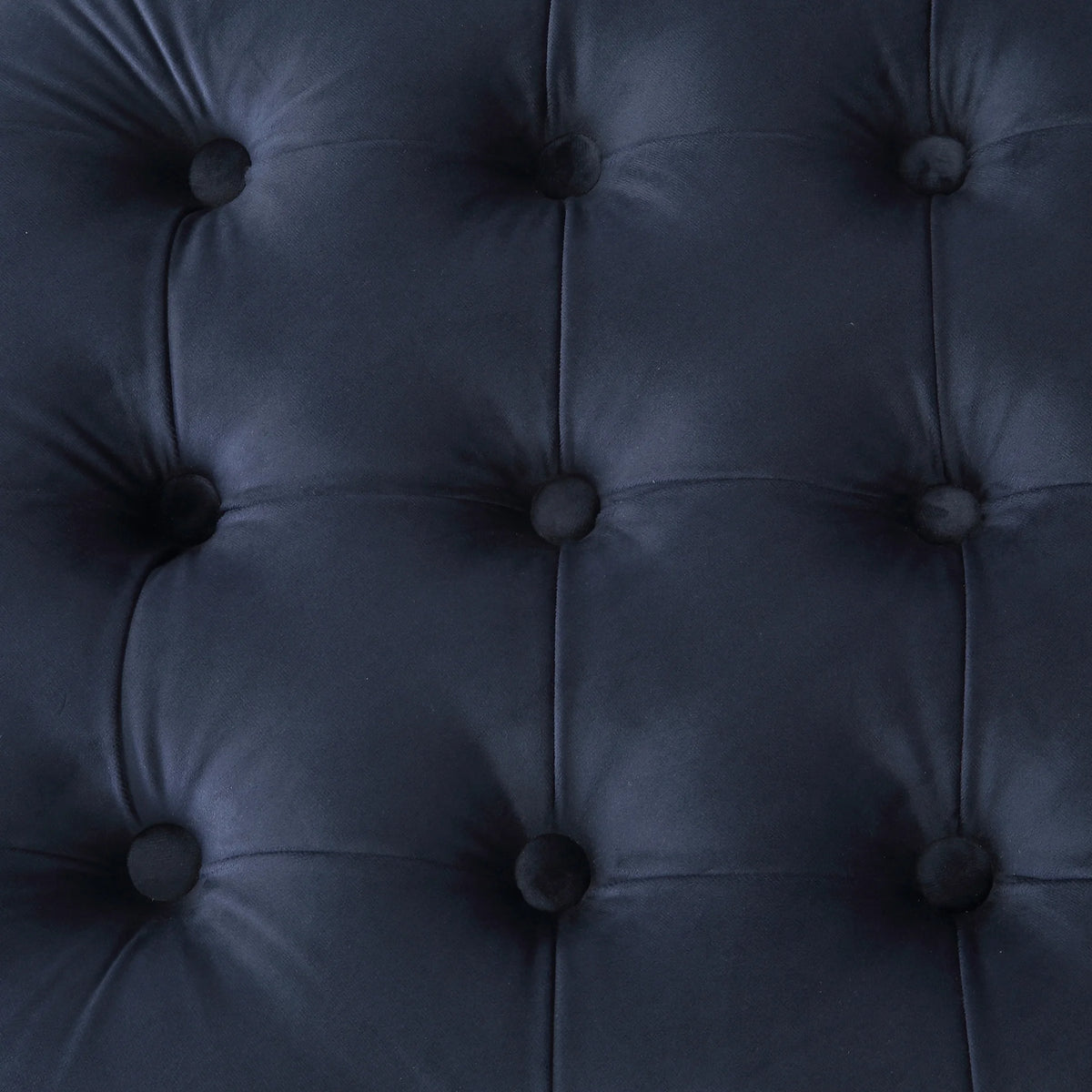 WestinTrends Wordford Round Velvet Tufted Storage Ottoman, Velvet Navy Blue