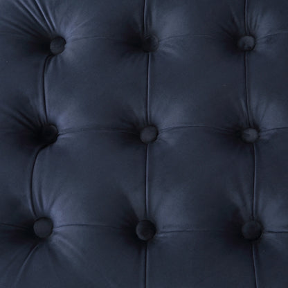 WestinTrends Wordford Round Velvet Tufted Storage Ottoman, Velvet Navy Blue