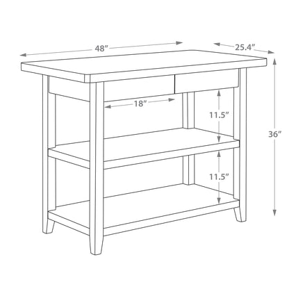 Better Homes & Gardens Reading Wood Kitchen Island with 2 Shelves and Drawers, Walnut Color