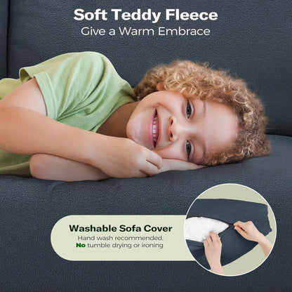 Loveseat Sofa,65" Comfy Teddy Fleece Love Seat Couch,Neche Extra Deep Seats Sofas,Tool-Free Setup Couch with 2 Pillows for Living Room,Coffee Brown
