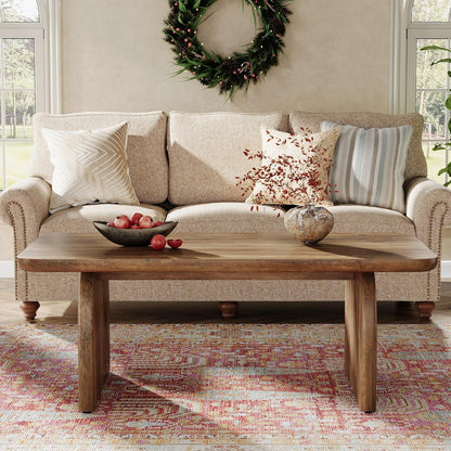 Tribesigns Rectangle Coffee Table, 47-Inch Wood Rectangular Living Room Table