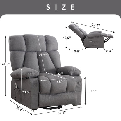 JONPONY Power Lift Recliner Chair Recliners for Elderly with Heat and Massage Recliner Chair for Living Room with Infinite Position and Side Pocket,USB Charge Port,Brown