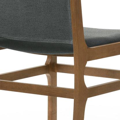 GDF Studio Modern 7 Piece Dining Set, 71" Rectangular Table with 6 Upholstered Side Chairs, Solid Wood Legs, Dark Gray+Oak