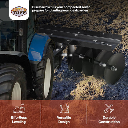 Field Tuff 39in Tow Behind Garden Soil Cultivator Sleeve Hitch Disc Harrow