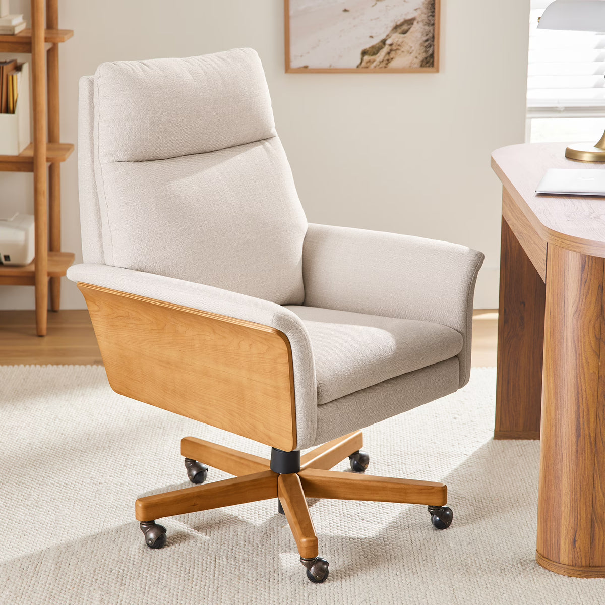 Better Homes & Gardens Juliet Tall Back Office Chair, Olive and Light Honey Finish
