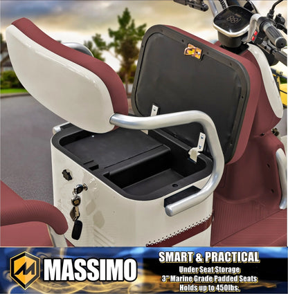 Massimo MGC E-Trike 3-Wheel Electric Cart – 17 MPH, 2-Seater Adult Scooter – Blue