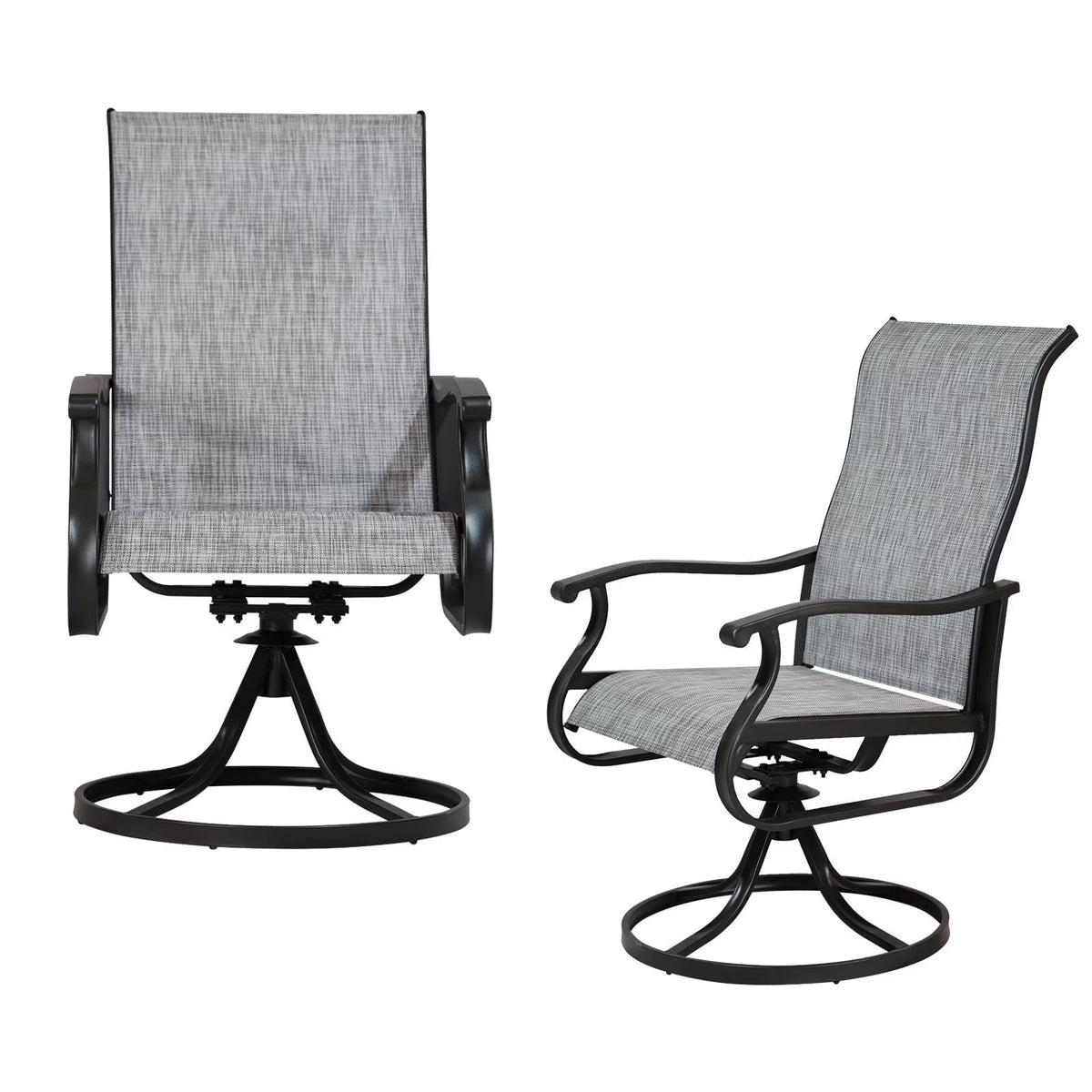 Patio Swivel Chairs Set of 2, Outdoor High Back Rocker Dining Chairs with All-Weather Textilene Mesh and Metal Frame, Comfortable Swivel Chairs for Patio, Garden, Deck, and Backyard (Beige)