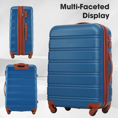 3 Piece ABS Luggage Set, Luggage with Spinner Wheel & TSA  20/24/28 inch, Purple