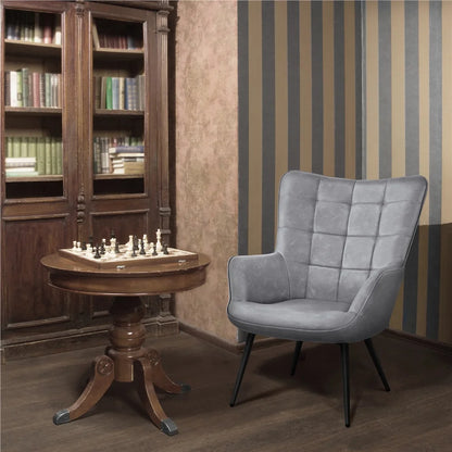 Alden Design Mid-Century Modern Faux Leather Wingback Accent Chair, Brown