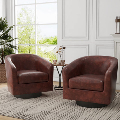 DREAMSIDEA Swivel Barrel Accent Chair for Living Room, Modern Upholstered Round Club Armchair-Cream