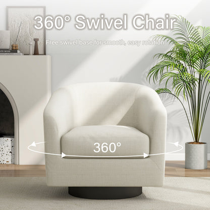 DREAMSIDEA Swivel Barrel Accent Chair for Living Room, Modern Upholstered Round Club Armchair-Cream