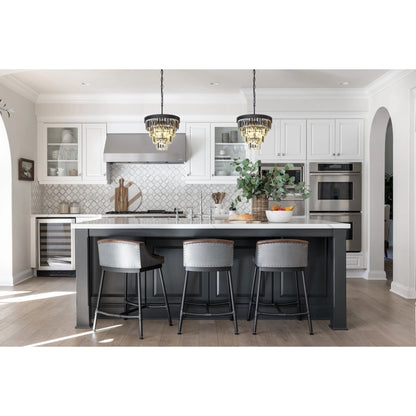 AloaDecor 3-Light 13" Cone Shape 4-Tier Crystal Chandelier Matt Black Painted 13 to 24 Inches Painted