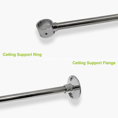 Naiture Stainless Steel Oval Shower Curtain Rod with Ceiling Support for Clawfoot Tub in 48" L X 30" W, Brushed Nickel Finish