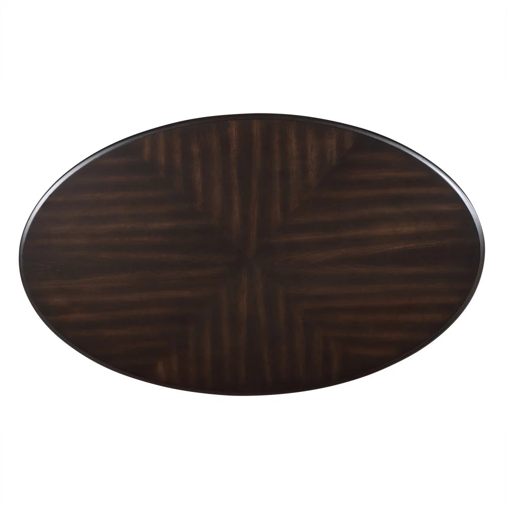 42" Oval Coffee Table with Storage Shelf, 2-Tier Solid Wood Cocktail Tea Table, Traditional Retro Center Table for Living Room, Bearing 400LBS, Cherry