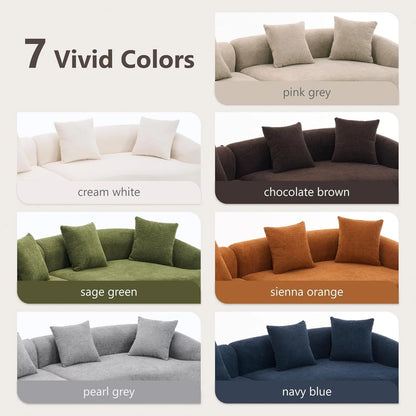 Loveseat Sectional Sofa for Living Room, 65’�?Modern Luxury Plush Chenille Extra Deep Seat Curved Cloud Floor Couch with 3 Throw Pillows for Small Spaces, No Assembly Needed, Sapphire Blue