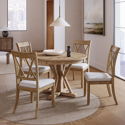 Farmhouse Solid Wood Dining Chairs Upholstered Armless Side Chairs Set of 4 Crossing High Backrest Living Room Kitchen
