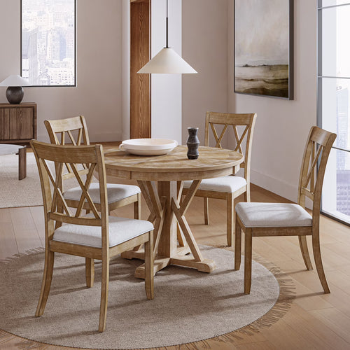 Farmhouse Solid Wood Dining Chairs Upholstered Armless Side Chairs Set of 4 Crossing High Backrest Living Room Kitchen