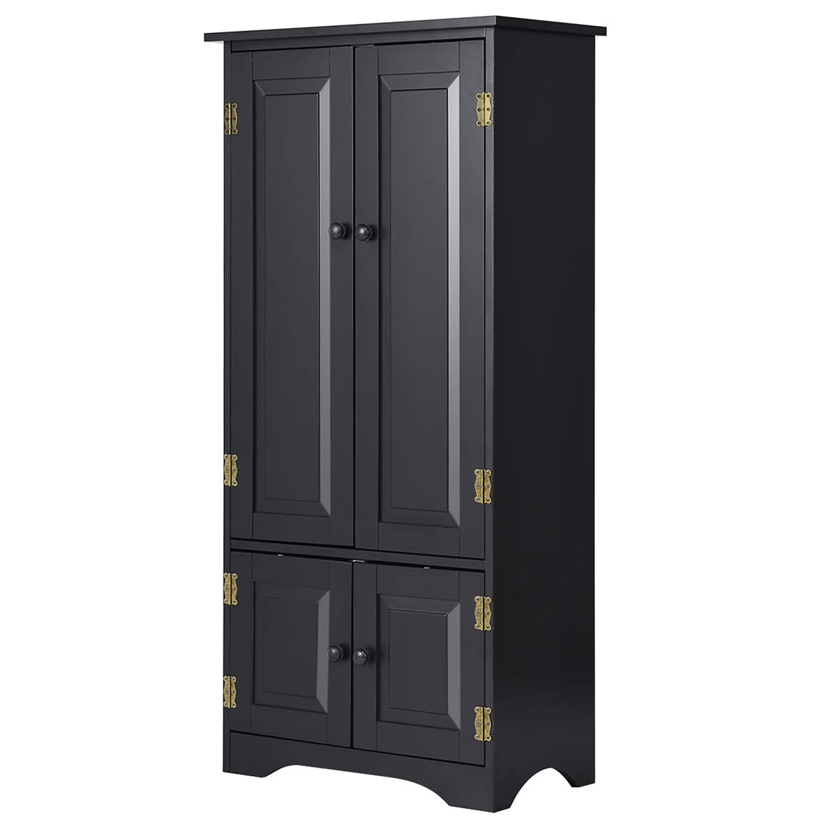Costway Accent Storage Cabinet Adjustable Shelves Antique 2 Door Floor Cabinet Cream White