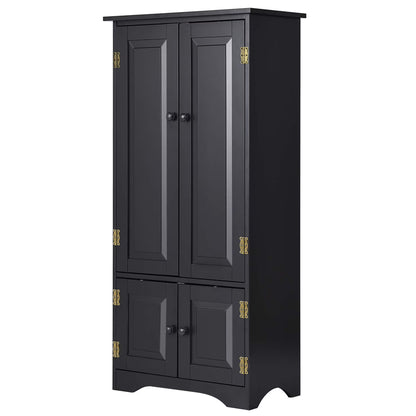 Costway Accent Storage Cabinet Adjustable Shelves Antique 2 Door Floor Cabinet Cream White
