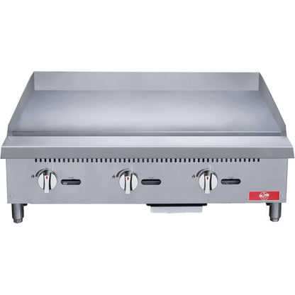 NSF 36 in. Commercial Griddle 90,000BTU Gas Griddle, 3 Burner Heavy-Duty Stainless Steel Countertop Griddle