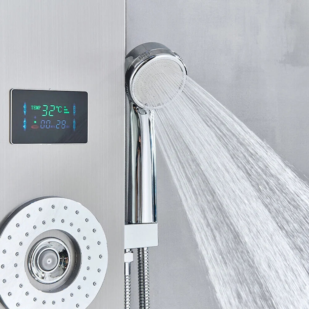 Shower Panel Tower System LED Rain&Waterfall Massage Jet Sprayer Stainless Steel