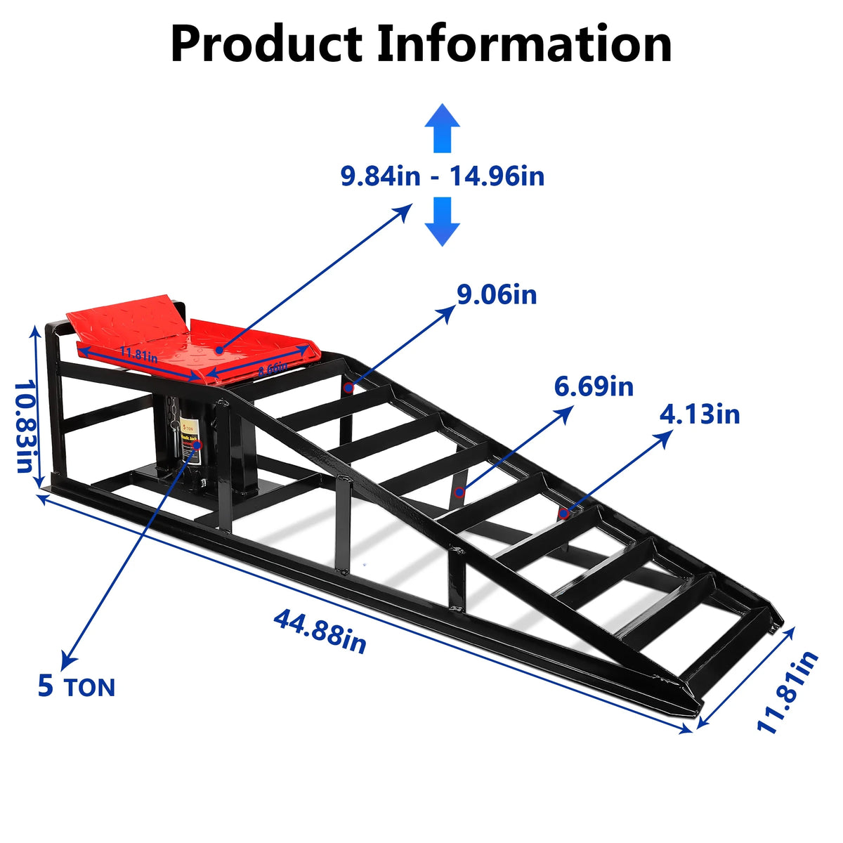 Lafati 2-Pack Hydraulic Car Ramps: Heavy-Duty Vehicle Ramps with 5T / 10000lbs Jack Load Capacity, Portable Design for Effortless Oil Changes and Car Lifts