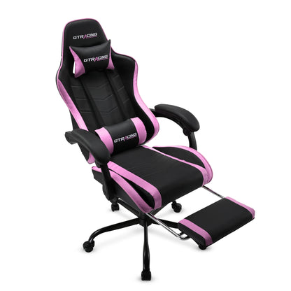 GTRACING GTWD-200 Ergonomic Gaming Chair with Adjustable Pillows and Footrest , White