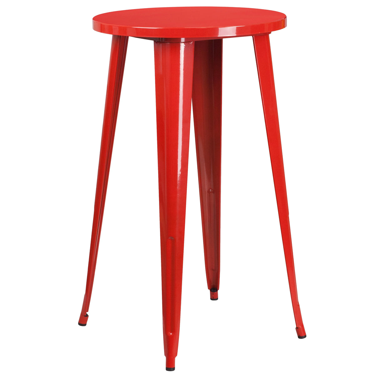 Flash Furniture Earl Commercial Grade 24" Round Silver Metal Indoor-Outdoor Bar Table Set with 2 Vertical Slat Back Stools