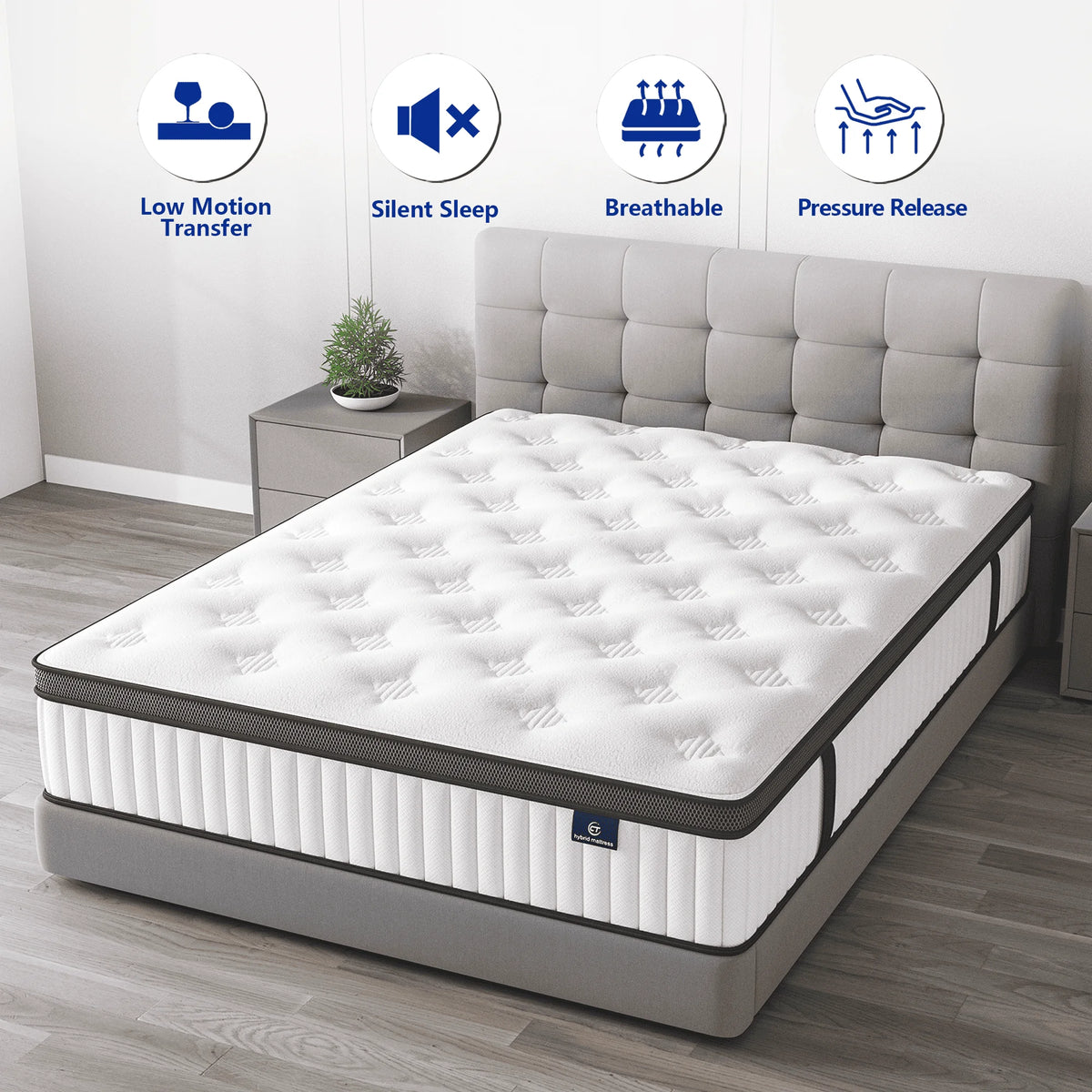 Madevos Full Mattress in a Box, 12 inch Memory Foam individual Pocket Spring Hybrid Mattress - Medium Firm Support with Soft & Breathable