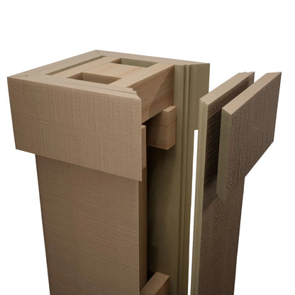 Ekena Millwork 18"W x 5'H Hand Hewn Endurathane Faux Wood Non-Tapered Square Column Wrap with Standard Capital & Base