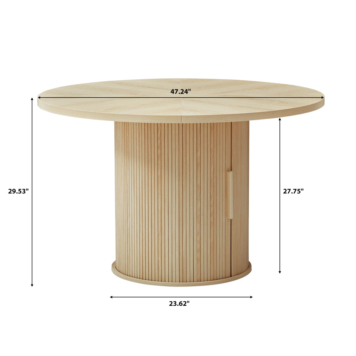 Wirrytor Round Dining Table, Modern Farmhouse Kitchen Table, 47 Inch Coffee Circle Dining Tables with Wood Strip Base for Kitchen Living Room, Black