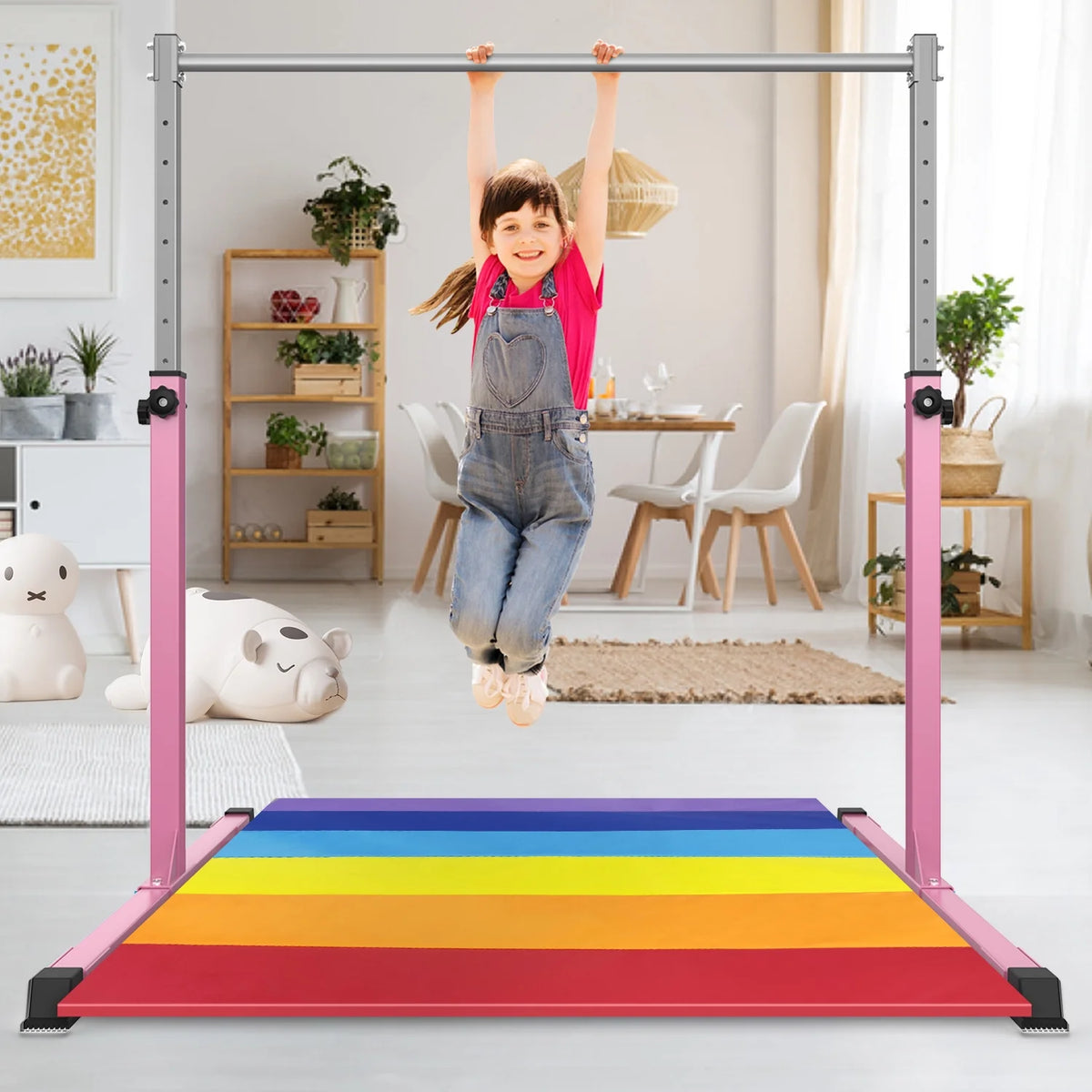 Safly Fun Anti Slip Adjustable Steel Gymnastics Bar, 50 in Width